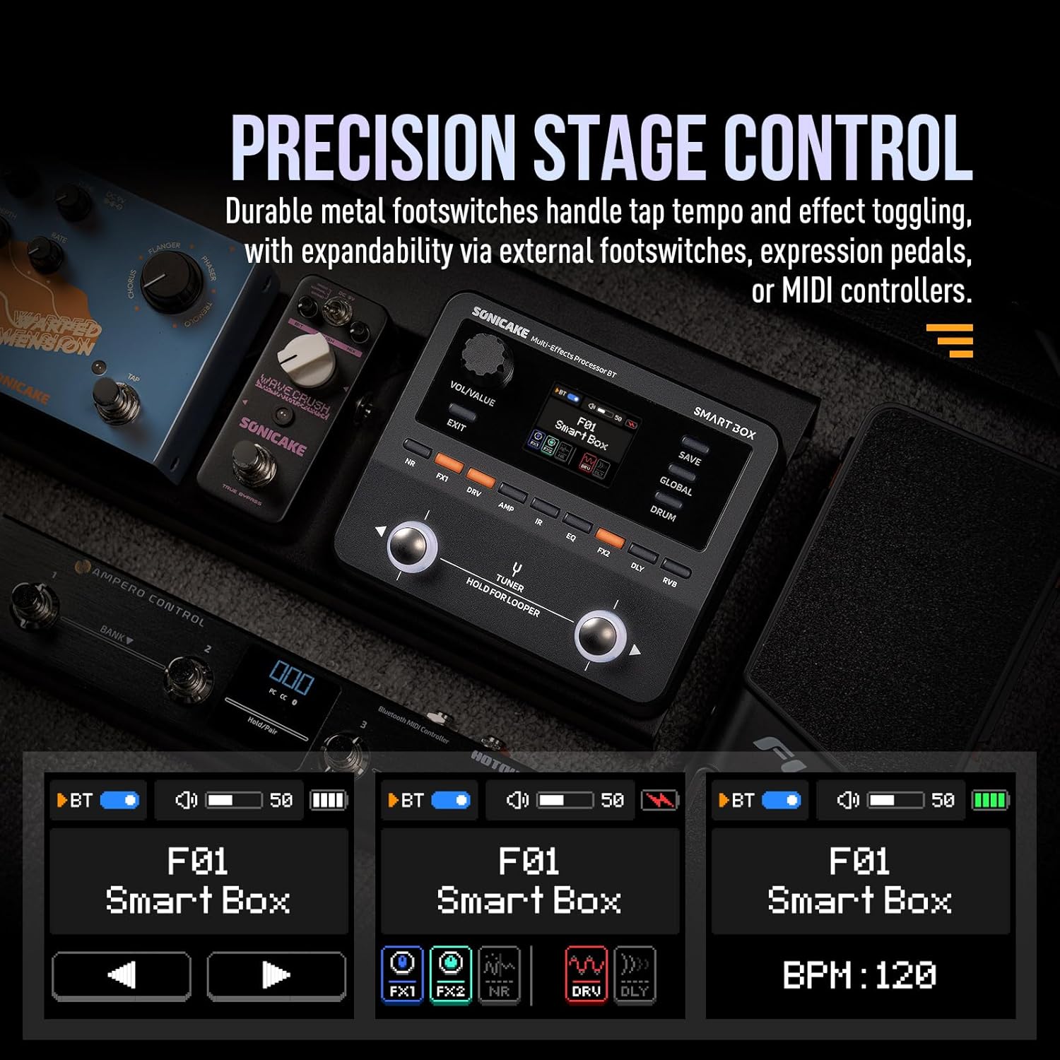 SONICAKE QME-20 Smart Box - Multi Effects Pedal for Guitar 130+ Effects