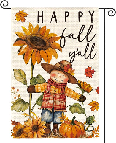 AVOIN colorlife Fall Scarecrow Garden Flag 12x18 Inch for Outside