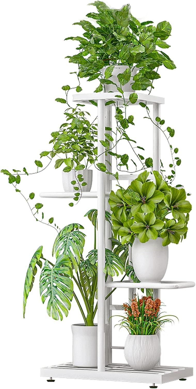 LINZINAR 4 Tier Plant Stand Indoor Outdoor Metal Corner Display Shelf