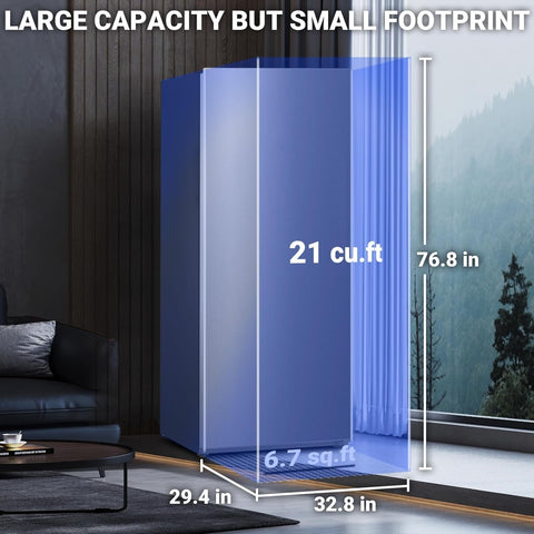 Freezer Upright Light Convertible Refrigerator Freezer Stainless Steel, Frost Free for Garage, Kitchen, Home Use,21 cu.ft Upright Freezer
