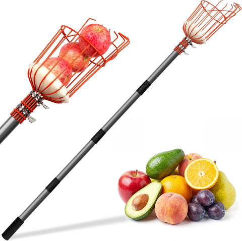 Walensee 23FT Fruit Picker with Basket, 35-276 Inch Ultra-Long Mango Picker Pole, Heavy Duty Cherry Picker Tool for High Tree, Citrus Apple Avocado Pear Lemon Orange Picking, with Storage Bag