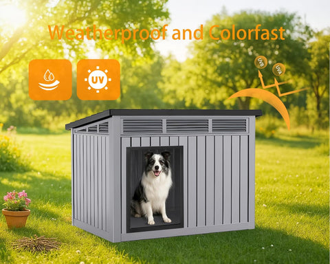 VIXZEN Dog House Outdoor & Indoor, Medium Size, Gray