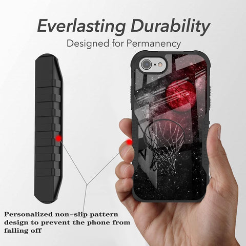 for iPhone SE 2022/2020/7/8 Case for Men Boys, Basketball Universe Cool Design Shockproof Anti-Scratch Drop TPU Bumper Hard PC Back Protection Case for iPhone SE 3rd/2nd Gen/7/8/6