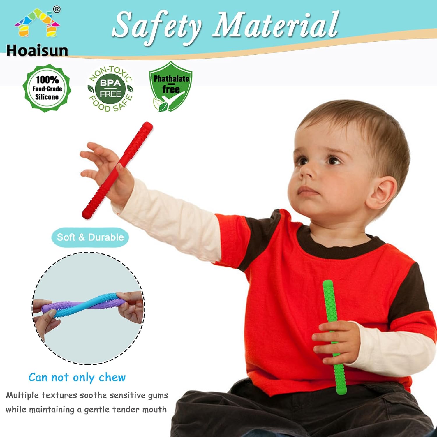 Teething Straws Sticks for Babies 6-12 12-18 Months, 8 Pack Teething Toys 3-6 Months, Silicone Teethers for Babies Toddlers Nursing Biting Chewing, Autism Chew Toys for Sensory Kids Teething Relief