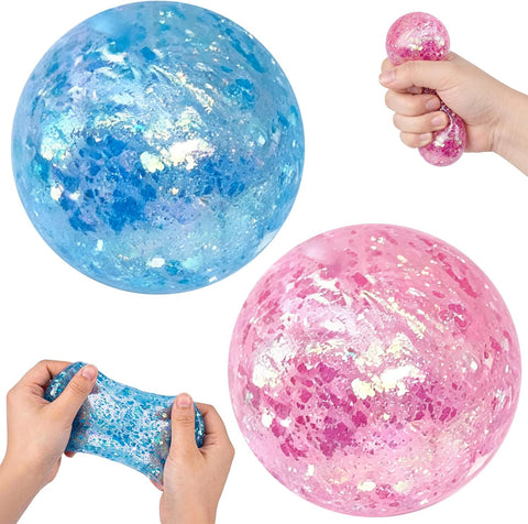 2PCS Coconut Oil Squishy Stress Ball,Handmade Slow Rising Squishy,Non-Sticky Sensory Fidget for Stress Relief Easy to Clean,Improving Focus. (Sequins 2Pcs)