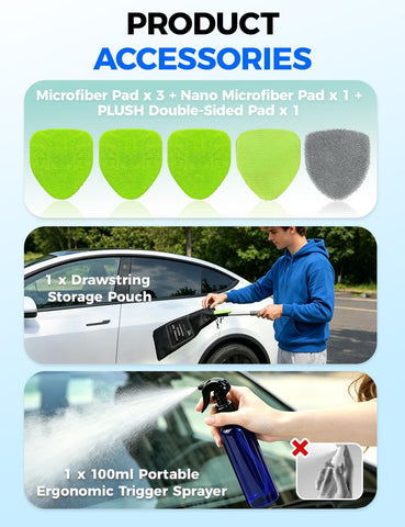 XINDELL Interior Windshield Cleaner Tool – Car Interior Window Cleaning Kit with Extendable Handle & 4 Microfiber Pads, Auto Wiper Inside Compact Windshield Brush for Car & Home Windows