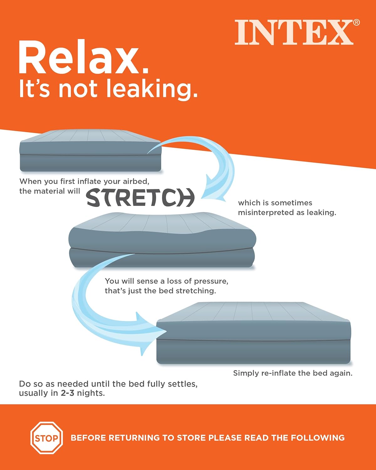 Intex 64757E Dura-Beam Standard Downy Air Mattress: Fiber-Tech - Twin Size - 10in Bed Height - 300lb Weight Capacity - Pump Sold Separately