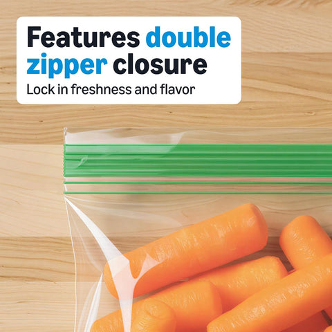 Amazon Basics Square Snack Bags with Double Zipper, Seals in Freshness, 5 1/8" x 4 11/16", 100 Count
