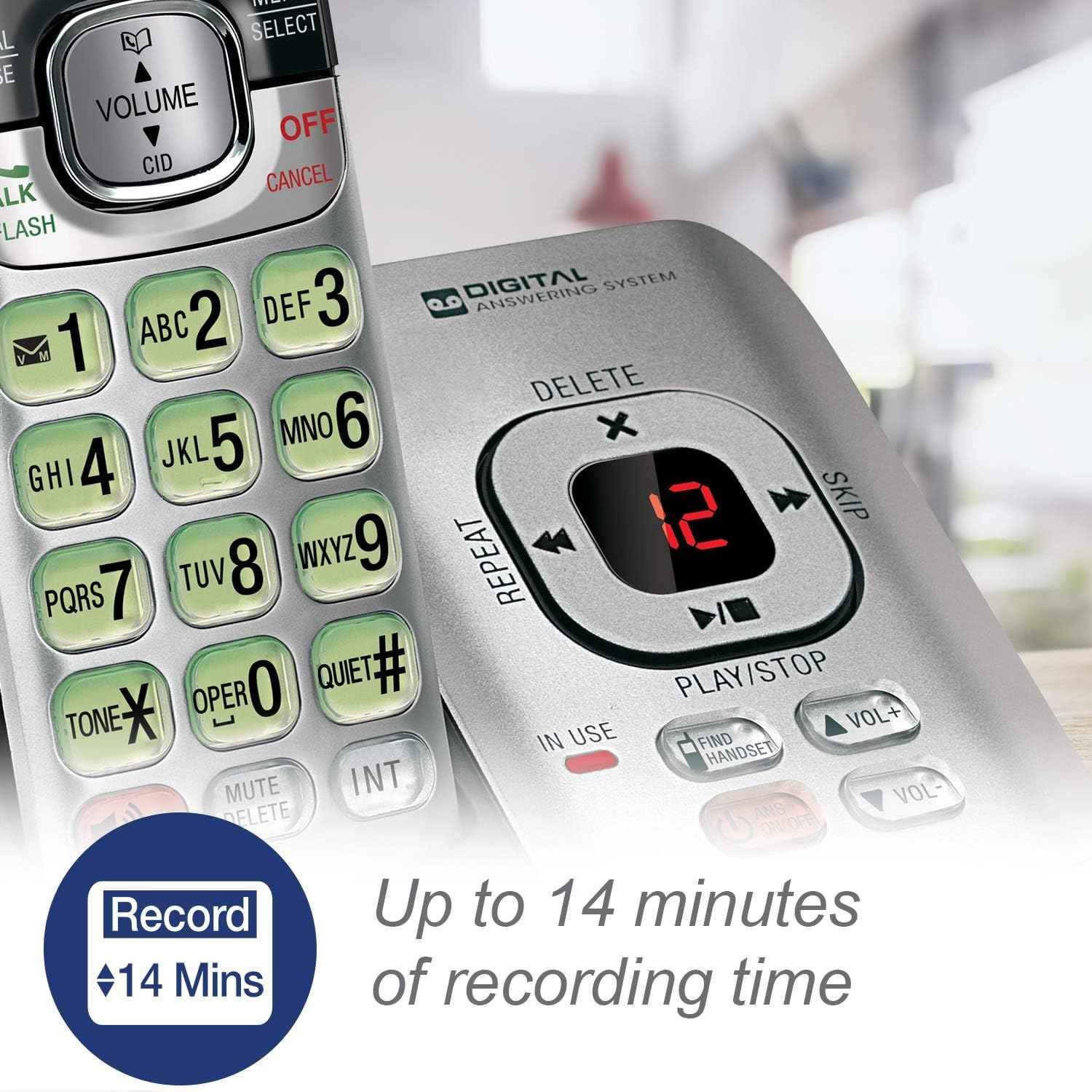 VTech CS6529-2 2-Handset Cordless Phone, Silver/Black | Answering Machine, Caller ID/Call Waiting, DECT 6.0, Handset Speakerphone