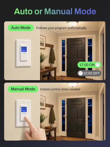 BN-LINK 7 Day Programmable in Wall Digital Timer Switch for Lights, Fans