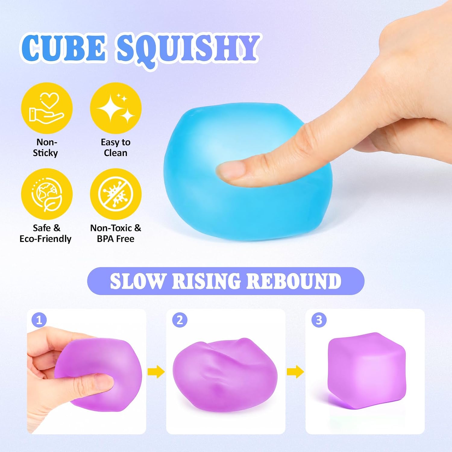 VISCOO 2 Pack Stress Cube, Slow Rising Cube Squishy for Anxiety Relief