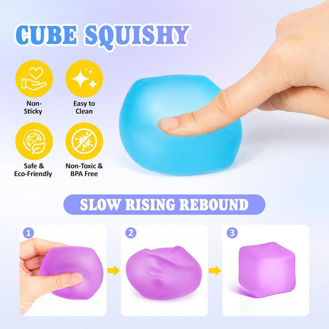 VISCOO 2 Pack Stress Cube, Slow Rising Cube Squishy for Anxiety Relief