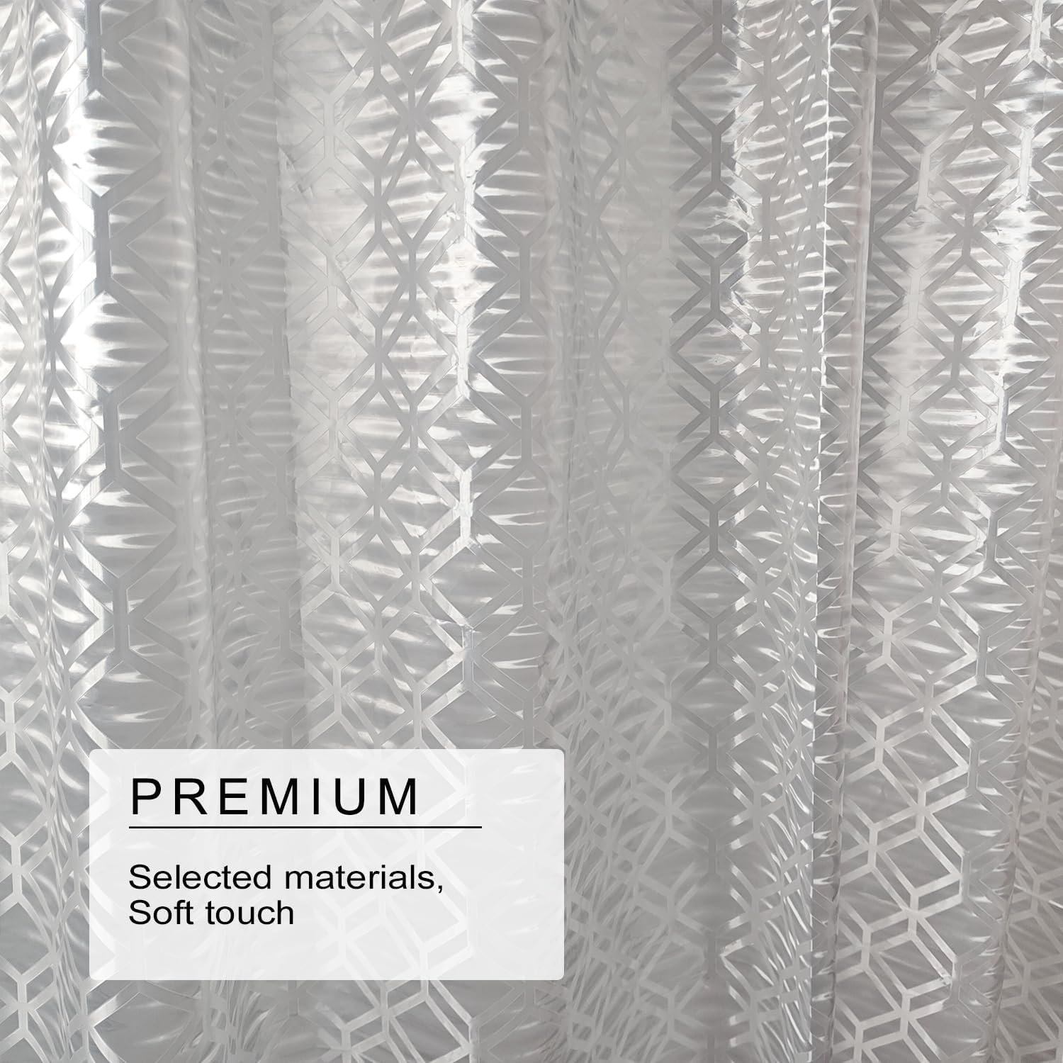 TIKABC Shower Curtain Liner, 4G PEVA Shower Liner, Plastic Peva Waterproof Shower Curtains, 72x72 inch with Grommet Holes 3 Magnetic Weights
