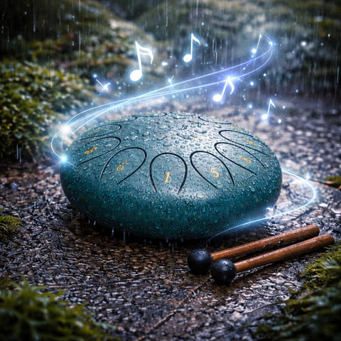 REGIS Steel Tongue Drum 6 Inch 8 Notes, Rain Drum Style Calming Percussion Instrument for Relaxation & Meditation, Musical Gift for Adults & Beginners(malachite)