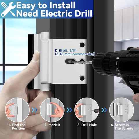 1 Pack Door Reinforcement Lock, Home Security Door Lock, Child Proof, White