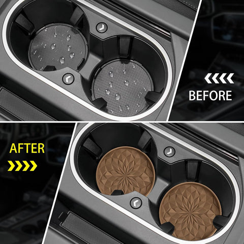 ME.FAN Car Coasters for Cup Holders [4 Pack] - 2.75In Silicone Auto Mug Mats - Universal Non-Slip Recessed Car Interior AccessoriesCoffee