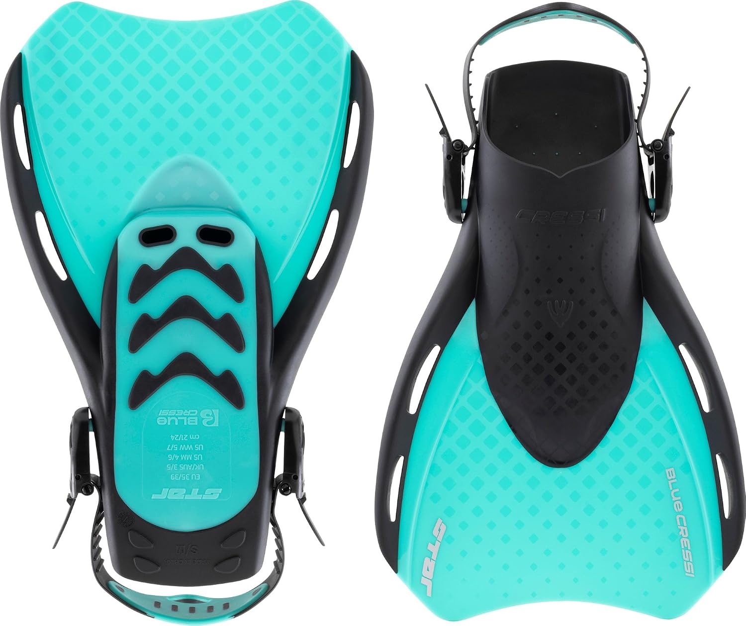 Cressi Star Short Adjustable Open Heel Fins - Light for Travel, Robust and Durable Design - Designed in Italy