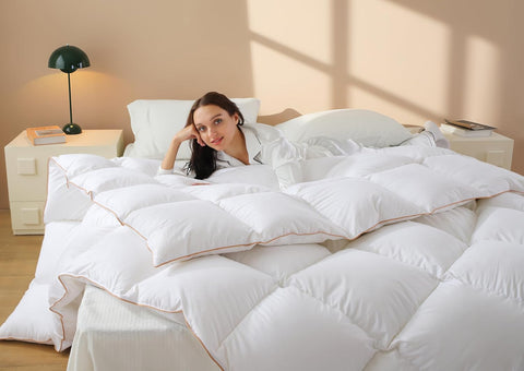 Feather Down Fiber Comforter King Size,100% Cotton Duvet Insert