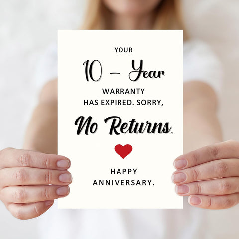 10th Anniversary Card, 10 Year Anniversary Card Gifts for Him Her