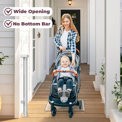 76" Retractable Baby Gates Extra Wide, Mesh Long Dog Gate for Deck