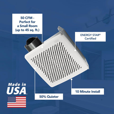Broan-NuTone Bathroom Exhaust Fan, 50 CFM Modern Grille, Energy Star Fan, 2.0 Sones