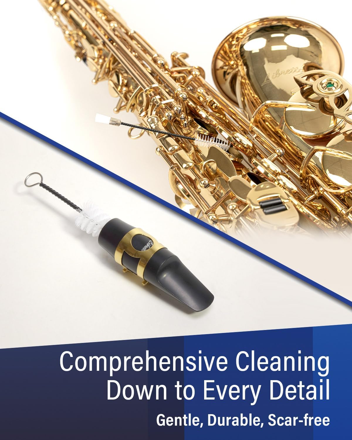 Libretto Alto Saxophone Cleaning Kit with EVA Case, Including 2 Microfiber Cleaning Swabs, 16 Mouthpiece Cushions, Mouthpiece Brush, Dust Brush, Thumb Cushion, 3 Microfiber Pad Dryers.