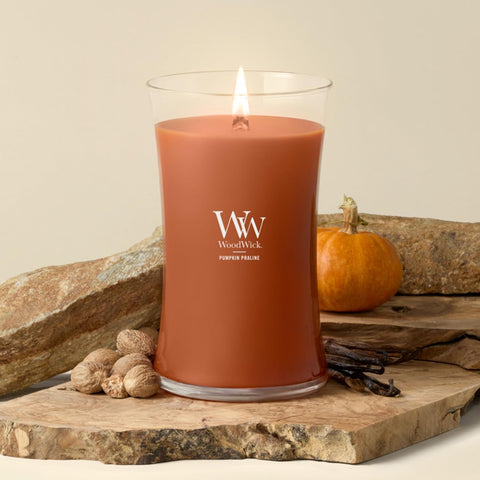 WoodWick Pumpkin Praline Scented Candle, Crackling Wick, 21.5oz
