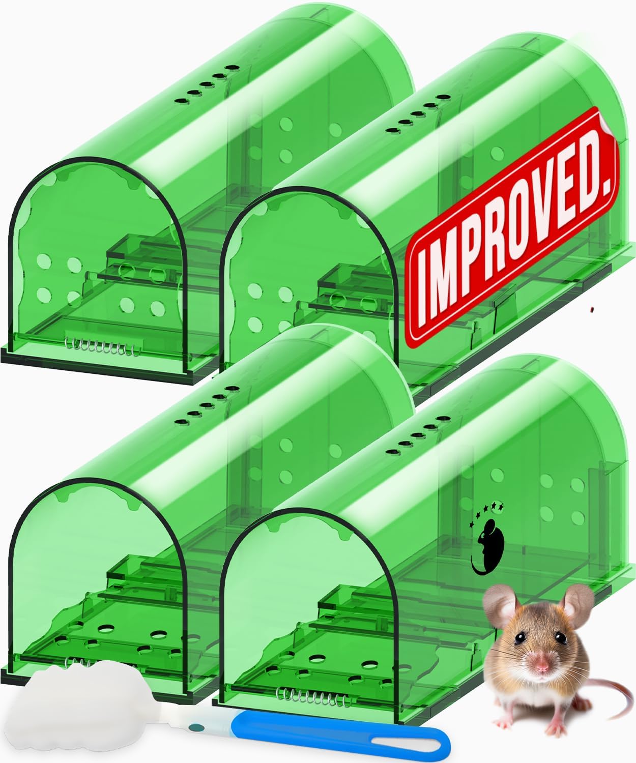 Motel Mouse Humane No Kill Mouse Traps Live Catch & Release - 4 Pack