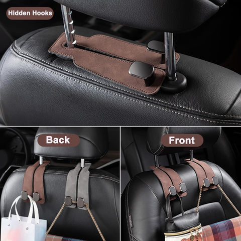 Amelity Car Headrest Hooks, Purse Hook for Car 4 Pack Black