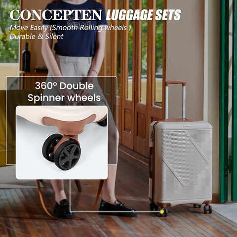 CONCEPTEN Luggage Sets 5 Piece, Hardside Spinner Suitcases with Wheels, Lightweight Carry On Luggage Set with TSA Lock, 20in 24in 28in ABS Hardshell Travel Set, Blue