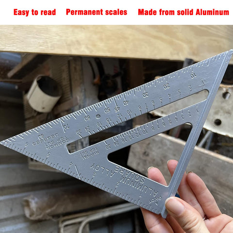Aluminum Rafter Square Set – 7 Inch & 12 Inch Precision Carpenter Square with Double-Sided -Engraved Scales, Multi-Function Woodworking Tool for Roofing, Framing, Angle Marking & Layout