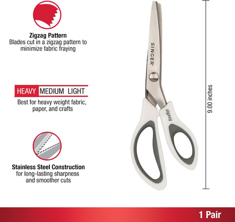 SINGER 9" Pinking Shears, Stainless Steel No-Fray Zigzag Edge