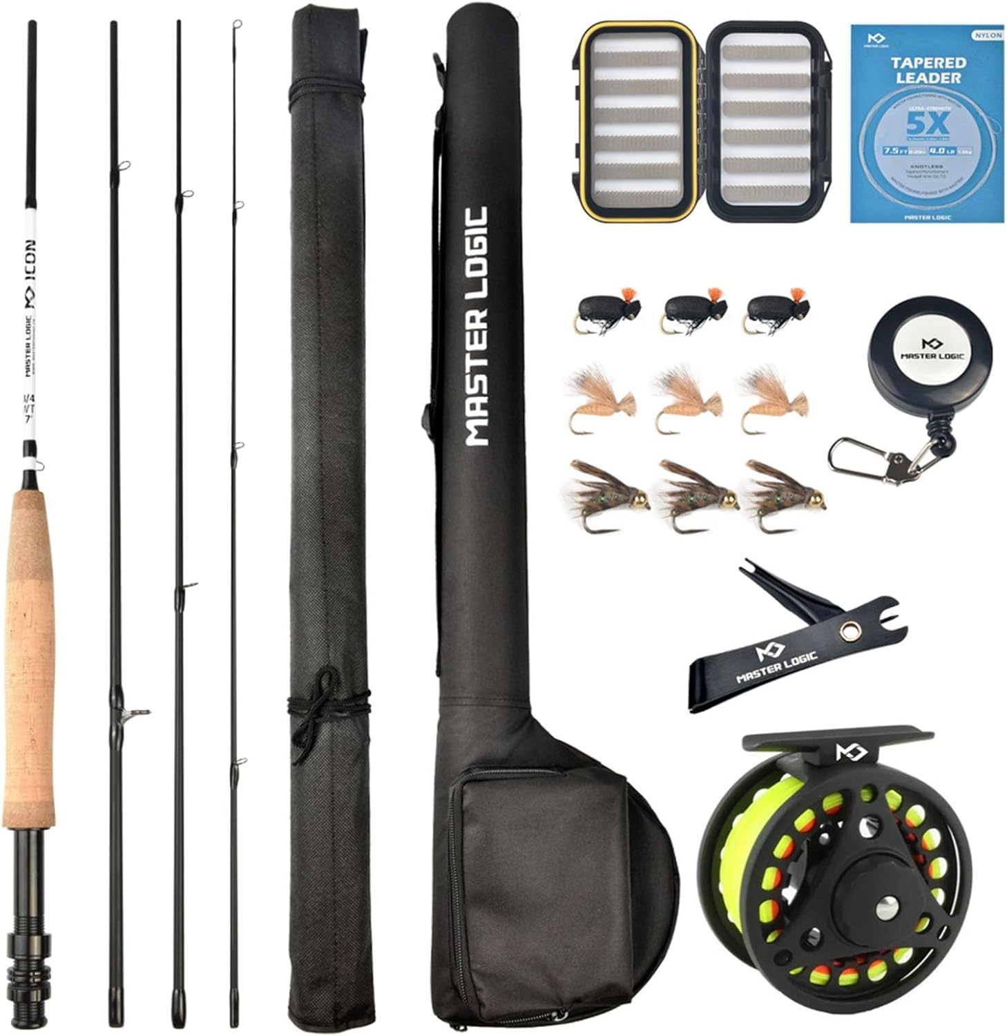 Fly Fishing Combo Starter Kit, Graphite Rod and Reel with Case