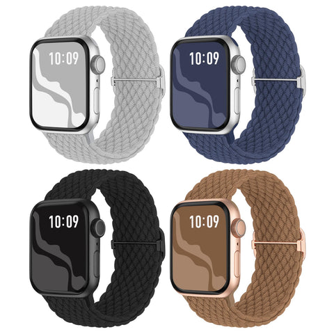 Braided Stretchy Solo Loop Compatible for Apple Watch Band 38mm 40mm 41mm 42mm 44mm 45mm 46mm 49mm for Women Men, Nylon Elastic Straps Wristbands for iWatch Series 10 9 8 7 6 SE 5 4 3 2 Ultra Ultra 2