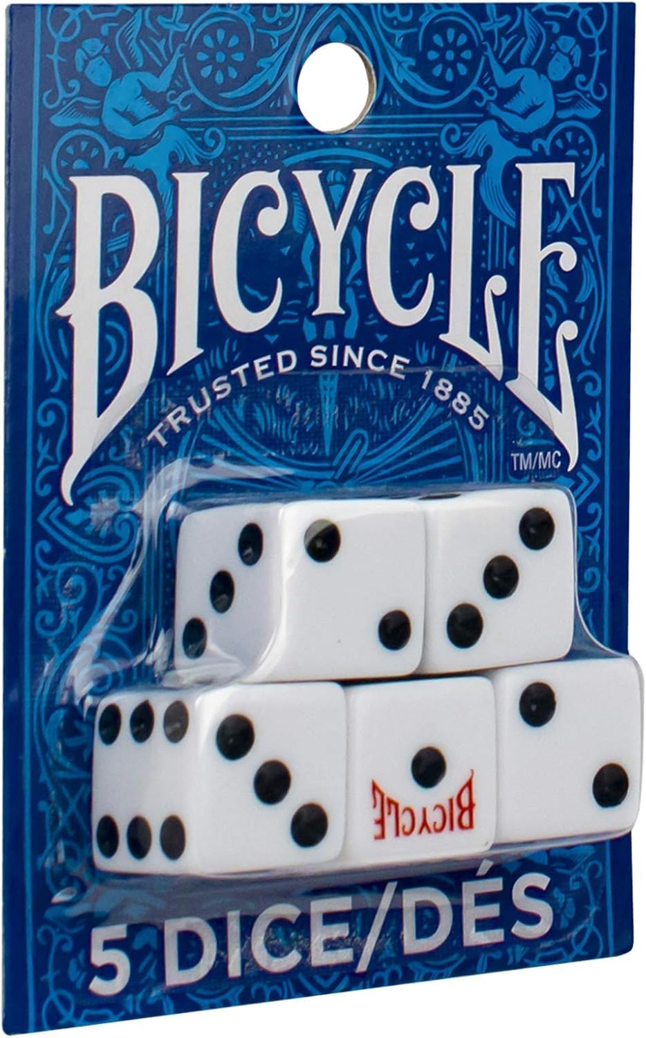 Bicycle 5 Dice Set Six Sided D6 Standard Game White Black 16 mm