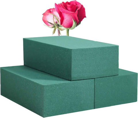 FLOFARE Pack of 3 Floral Foam Blocks Each (6"L x 3"W x 1.75"H) Green Wet & Dry Flower Foam for Fresh & Artificial Flower Arrangement, Plant Foam, Florist Supplies for DIYs, Arts, Crafts & Weddings