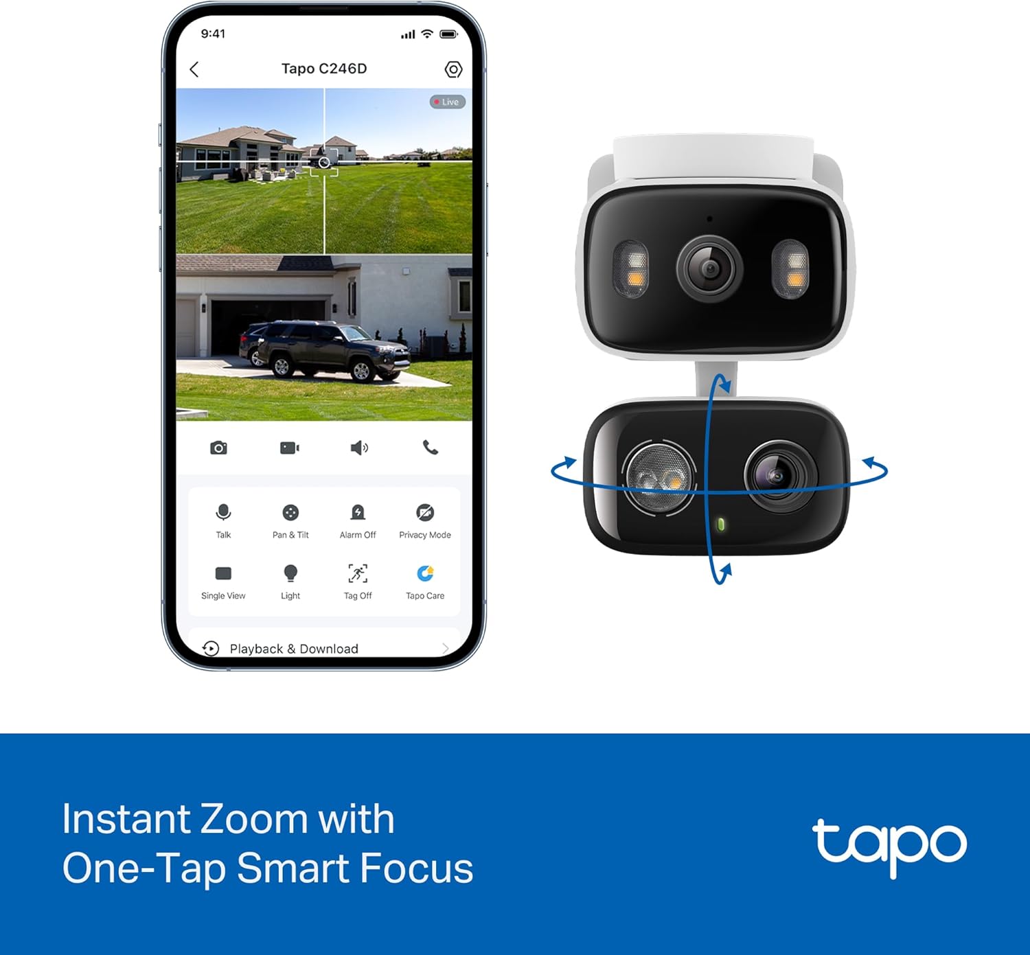 Tapo 2K Indoor/Outdoor Dual Lens Pan/Tilt Wired Security Camera, C246D