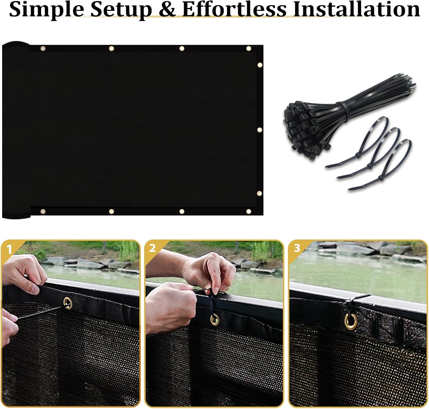 Shade&Beyond 6' X 50' Fence Privacy Screen Heavy Duty 170 GSM Fencing Mesh Shade Net Cover for Wall Garden Back Yard Outdoor Home Decoration, Black