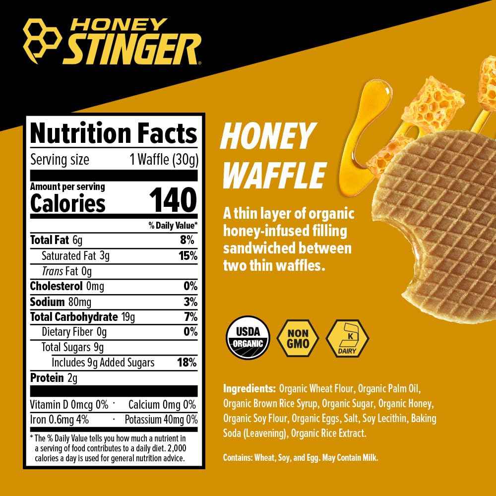 Honey Stinger Organic Honey Waffle, Energy Stroopwafel for Exercise, Endurance and Performance, Sports Nutrition for Home & Gym, Pre & During Workout, 25.44 Ounces (Pack of 24)