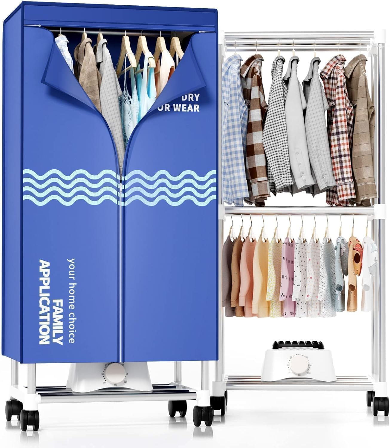 Clothes Dryer, Portable Drying Machine with Timer, 60inch Laundry Drying Wardrobe with Large Capacity, Electric Dryer/Rack for Home | Appartments (Blue IM5)