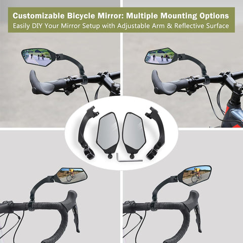 Adjustable Handlebar Bike Mirrors, Right Bicycle Mirror Set