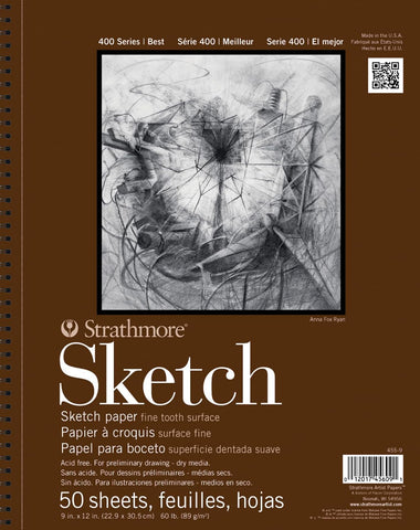 Strathmore 400 Series Sketch Pad, 9x12 inch, 100 Sheets - Artist Sketchbook for Drawing, Illustration, Art Class Students
