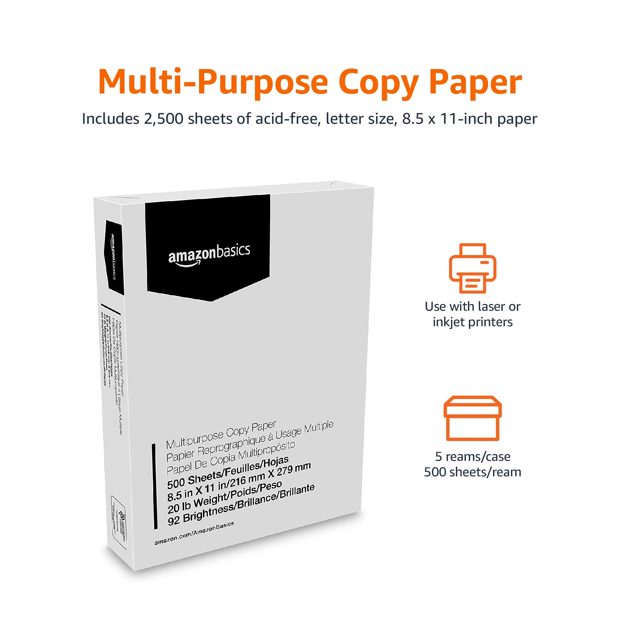 Paper File Amazon Amazon Basics Multipurpose Copy Printer Paper, 8.5