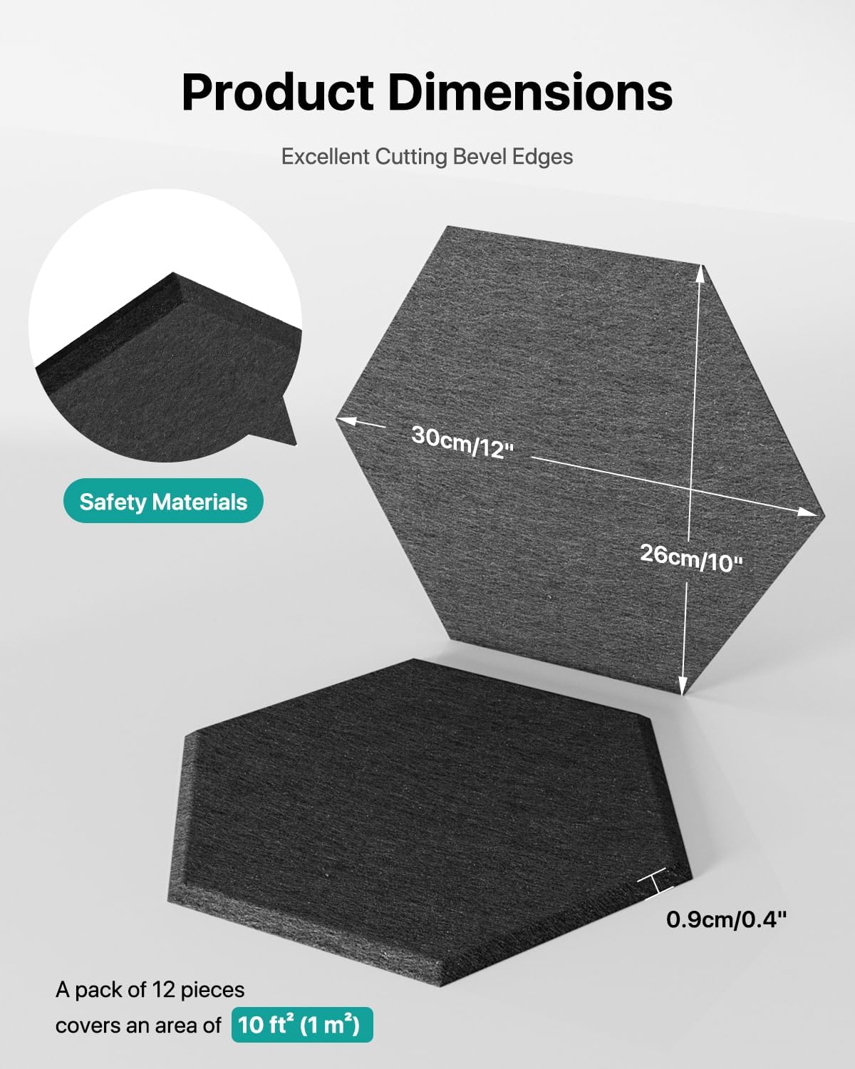 Soundsbay Hexagon Acoustic Panels, Self-Adhesive 18 Pack Sound Panels