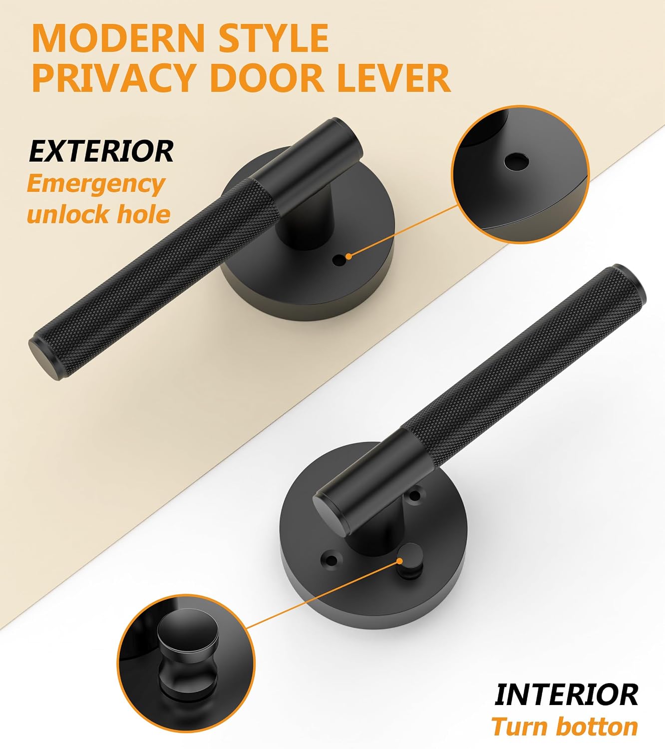 Asidrama 4 Pack Matte Black Privacy Interior Door Handles