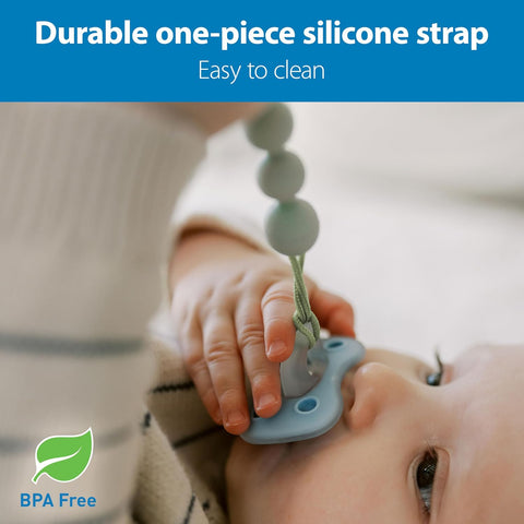 Dr. Brown's Silicone Pacifier Clips, Green/Gray, 0-18 Months, 2-Pack