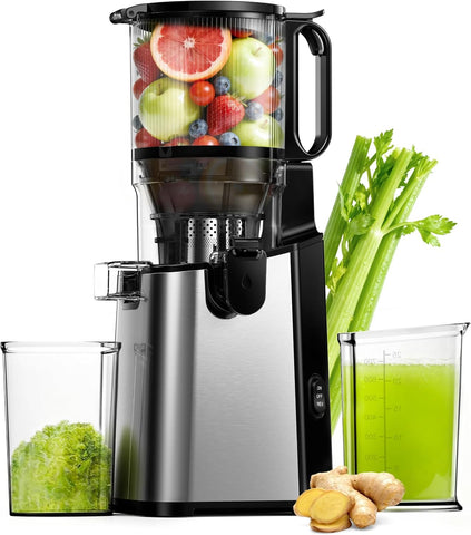 EUHOMY Juicer Machines, 5.8" Wide Feed Chute Cold Press Juicer, Black