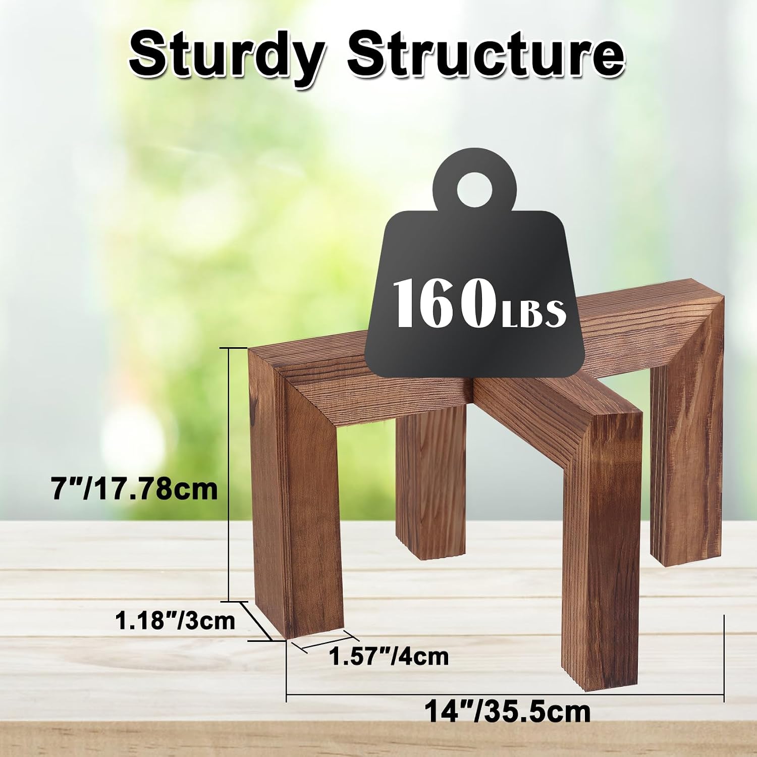 Vigordream Plant Stand, Indoor/Outdoor Wood Plant Holder, Flower Pot Stand