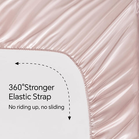 BEDELITE Satin Sheets Queen Size Bed Set, Pink, 4 Pieces