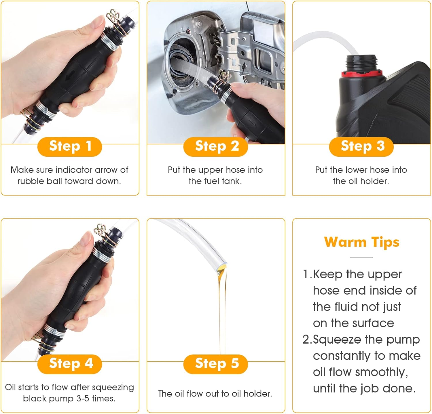H-veenjor Gasoline Siphon Hose Pump, Hand Water Transfer Pump